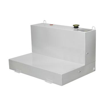 LIQUID TRANSFER EQUIPMENT | JOBOX 487000 86 Gallon Low-Profile L-Shaped Steel Liquid Transfer Tank - White